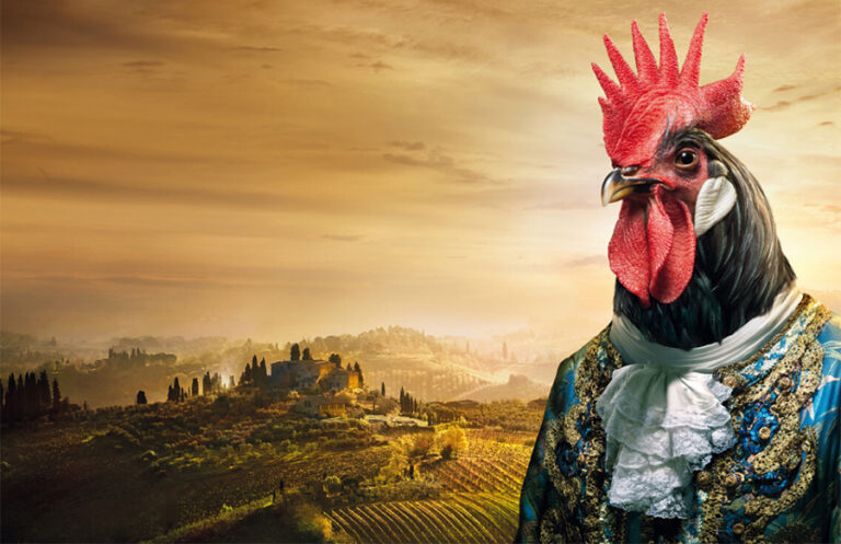 When you visit the vineyards near Florence in Tuscany, in the land of Chianti, you can find several Black Rooster statues