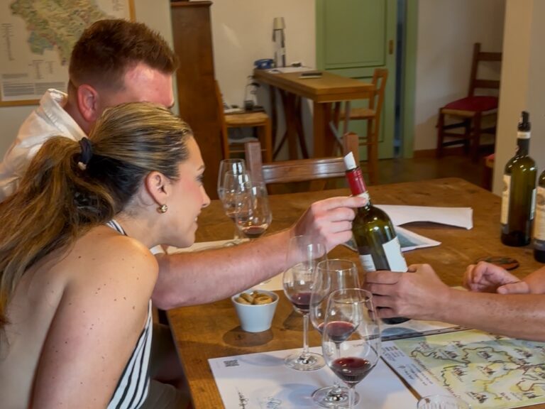 Close-up of a Chianti Classico label with the Black Rooster (Gallo Nero) and DOCG strip.